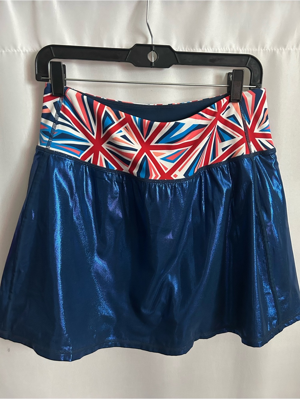 NWOT Crowned Athletics Foggy City Royal Blue Metallic Skort